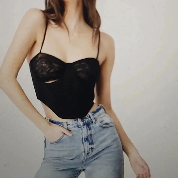 BARDOT TAMSIN LACE CORSET TOP IN BLACK SIZE 4 - Picture 2 of 5